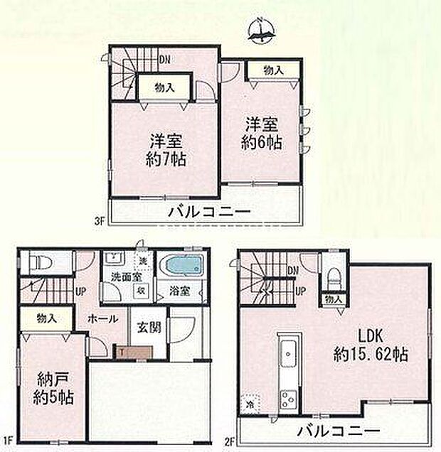 2LDK+納戸　インナーガレージ