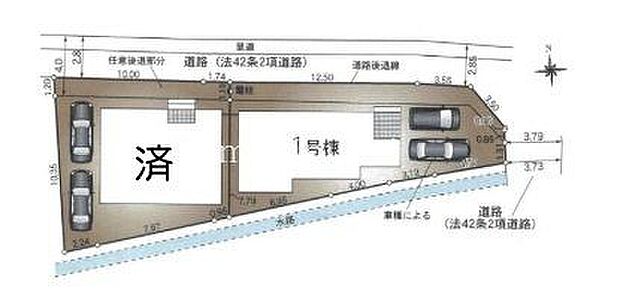 区画図堺市東区高松　新築全2区画残り1区画となりました