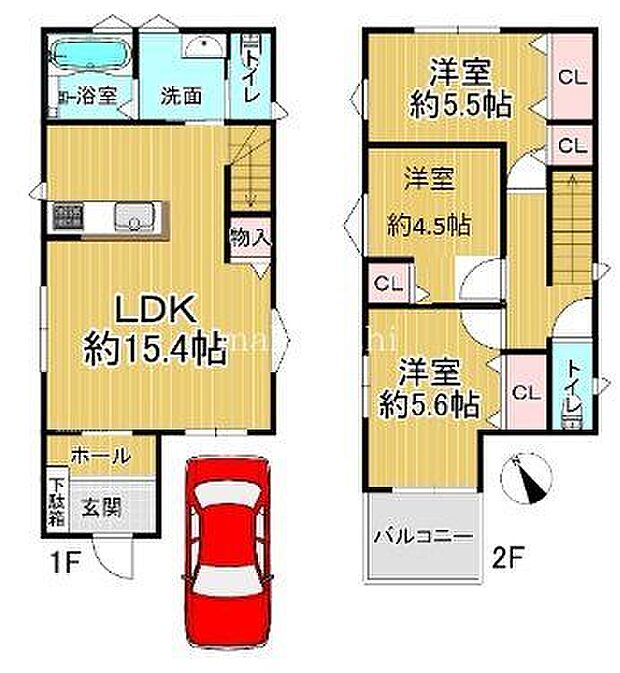 間取図堺市中区福田 新築戸建約15.4帖の広々LDK詳しくは、担当者まで!