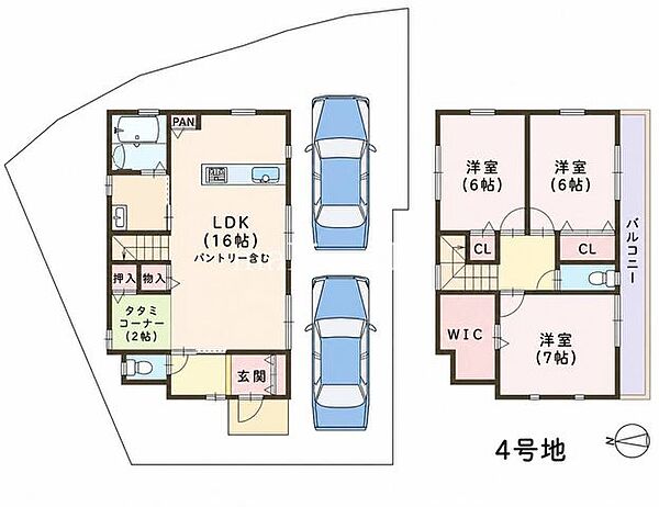 間取図4LDK＋WICすぐにお住まい頂けます。