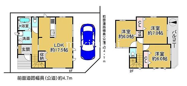 間取図松原市小川6丁目新築戸建1号棟間取り図面です