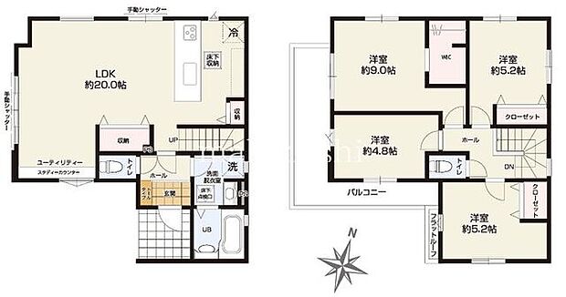 間取図ゆとりのある4LDK+ウオークイン