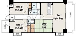 藤和喜志ハイタウン 3LDKの間取図画像