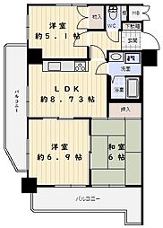 グランドプラザ御崎公園 3LDKの間取り