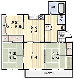 白川台住宅8号棟 4DKの間取図画像