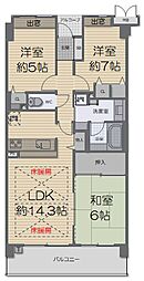 メロディーハイム須磨フェルコリーナ 3LDKの間取図画像
