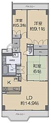 須磨パークヒルズG棟GEMINI 3LDKの間取図画像