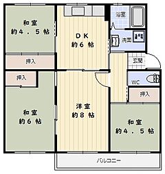 高倉台7-2団地30号棟 4DKの間取図画像