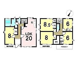 中古戸建　八王子市南陽台3丁目 5LDKの間取り