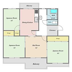 下河原団地S-4 4DKの間取図画像