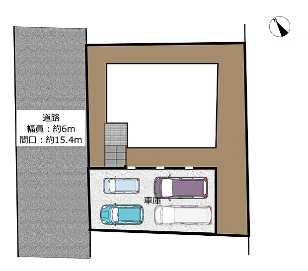 【敷地配置図】駐車場は拡張工事を行っており、4台駐車することが可能です。