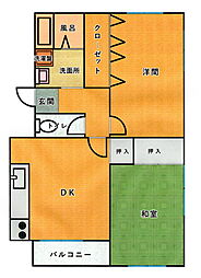 レジデンス磯崎 2階2DKの間取り