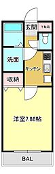 アメリア和多田 1階1Kの間取り