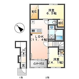 ロータスコートII 2LDKの間取図画像