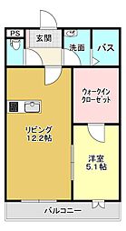 ユメリア和多田 1LDKの間取図画像