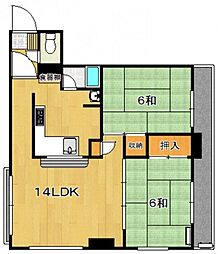 新庄グリーンコーポ 2LDKの間取図画像
