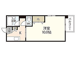 東白島第5山県ビル 1Kの間取図画像