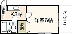 グリーンハイツ観音 1Kの間取図画像