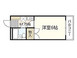 庚午パールマンション 1Kの間取図画像