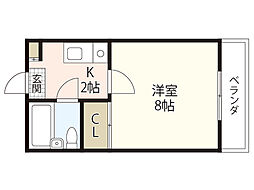 サンリバー新宅 1Kの間取図画像
