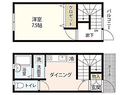 スパシーバ江波南 1DKの間取図画像