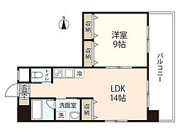 グロリアス十日市 9階1LDKの間取り