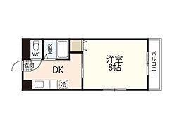 西原ビル 1DKの間取図画像
