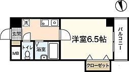 ハートランド舟入中町 4階1Kの間取り