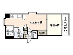 広島電鉄8系統 十日市町駅 徒歩3分の賃貸マンション 4階1LDKの間取り