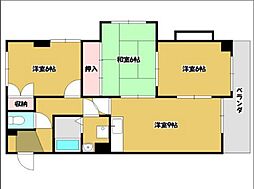第3コーポ濱本 3DKの間取図画像