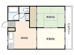 マンションシバタ 2階2DKの間取り
