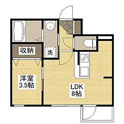 月光江波本町あすなろ 1LDKの間取図画像
