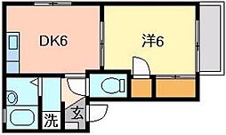 サンヒルズ比治山 1DKの間取図画像