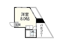 アスプロパラティ2 ワンルームの間取図画像