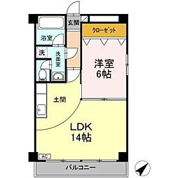 第2パークサイドマンション 1LDKの間取図画像