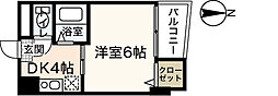 にしたやビル 1Kの間取図画像