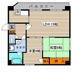 メゾン国泰寺 2LDKの間取図画像