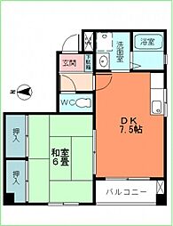 パークサイドYNY 1DKの間取図画像