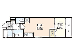 F・R1 1LDKの間取図画像