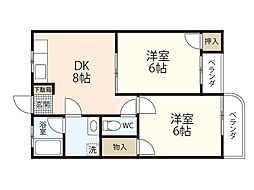 舟入プラザ 2LDKの間取図画像