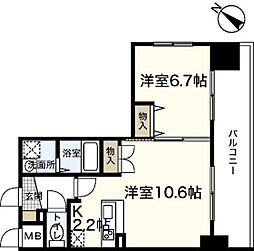サムティレジデンス平和大通り 1LDKの間取図画像
