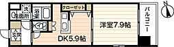 グラビスコート八丁堀 1DKの間取図画像