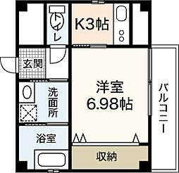 L-あまつはら 1Kの間取図画像
