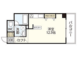 X-SELLヒラモト平和大通り ワンルームの間取図画像