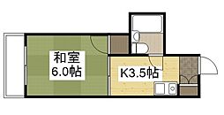 草津東ハイツ 1Kの間取図画像