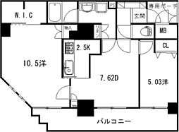 ジェイシティ八丁堀 2LDKの間取図画像
