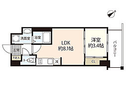 ブランシエスタ河原町 1LDKの間取図画像
