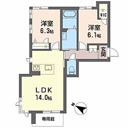 シャーメゾン鈴峯 2LDKの間取図画像