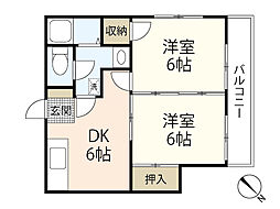 リラ舩本 2DKの間取図画像