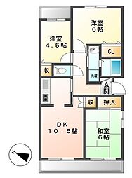 花見川ガーデンハイツ 3DKの間取図画像